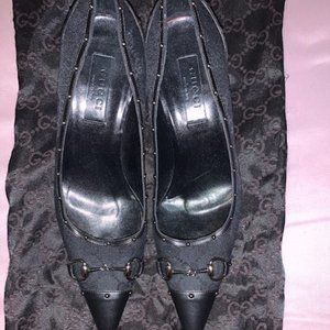 Gucci  Leather-Tweed Pumps